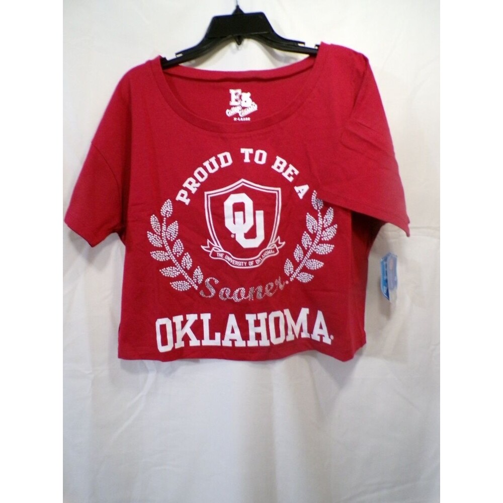 Colosseum Women's XL Cropped Oklahoma Sooners T Shirt Crimson OU